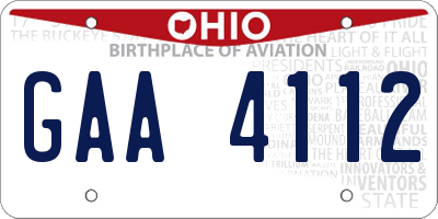 OH license plate GAA4112