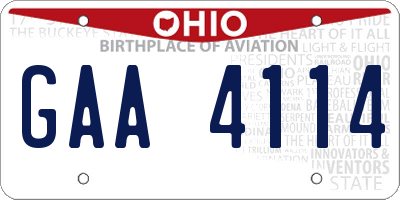 OH license plate GAA4114