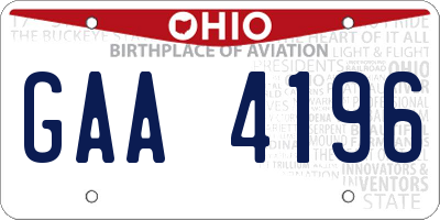 OH license plate GAA4196