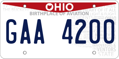 OH license plate GAA4200