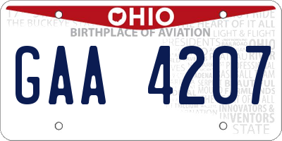 OH license plate GAA4207
