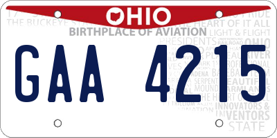 OH license plate GAA4215