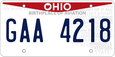 OH license plate GAA4218