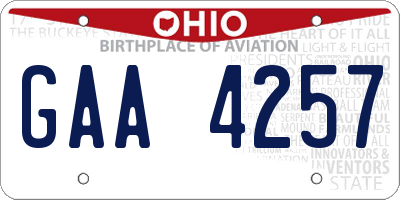 OH license plate GAA4257
