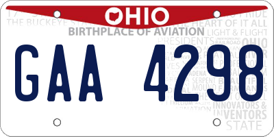 OH license plate GAA4298