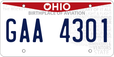 OH license plate GAA4301