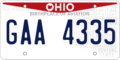 OH license plate GAA4335