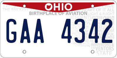 OH license plate GAA4342