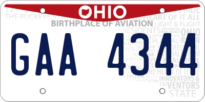 OH license plate GAA4344
