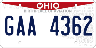 OH license plate GAA4362