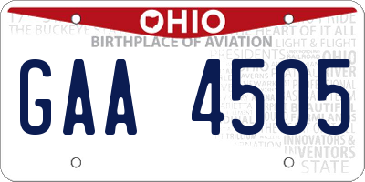 OH license plate GAA4505