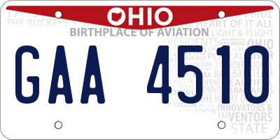 OH license plate GAA4510