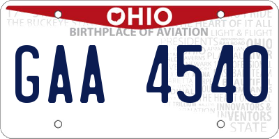 OH license plate GAA4540