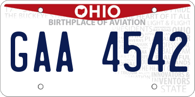 OH license plate GAA4542