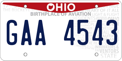 OH license plate GAA4543
