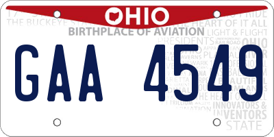 OH license plate GAA4549