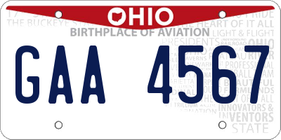 OH license plate GAA4567
