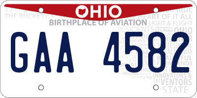 OH license plate GAA4582