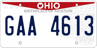 OH license plate GAA4613