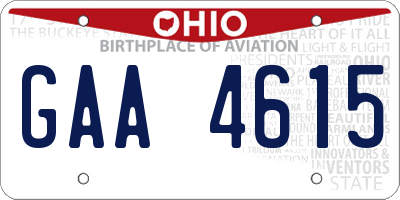 OH license plate GAA4615