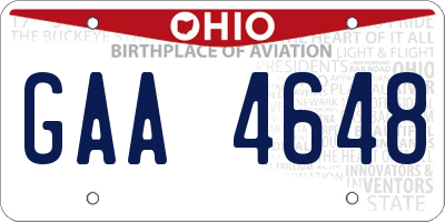 OH license plate GAA4648