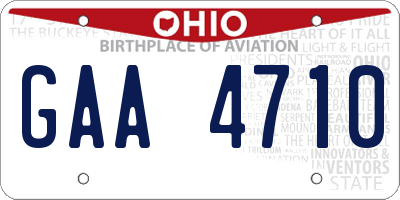 OH license plate GAA4710
