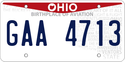 OH license plate GAA4713
