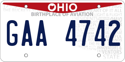 OH license plate GAA4742