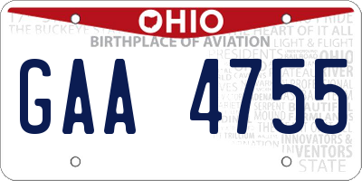 OH license plate GAA4755