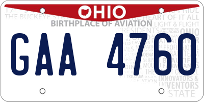 OH license plate GAA4760