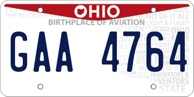 OH license plate GAA4764