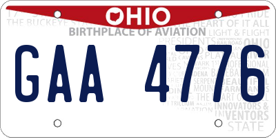 OH license plate GAA4776