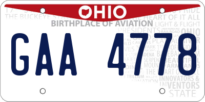 OH license plate GAA4778