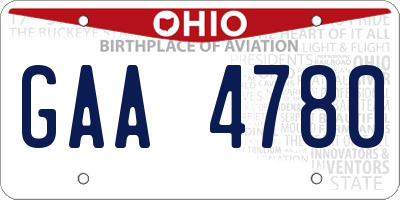 OH license plate GAA4780