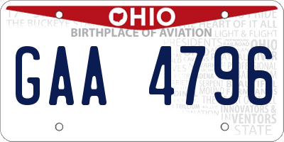 OH license plate GAA4796