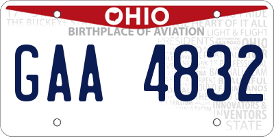 OH license plate GAA4832