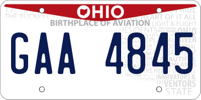 OH license plate GAA4845