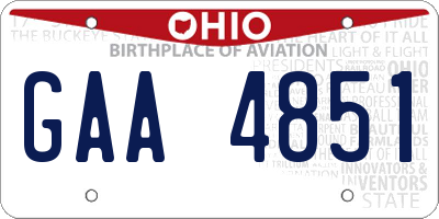 OH license plate GAA4851