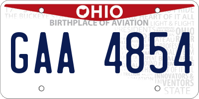 OH license plate GAA4854