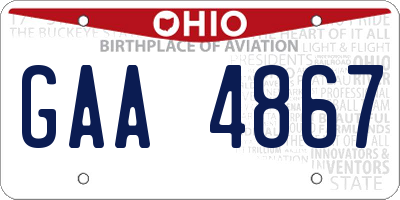 OH license plate GAA4867
