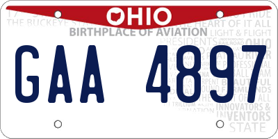 OH license plate GAA4897