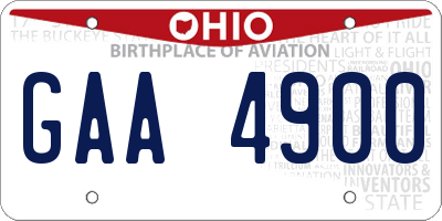 OH license plate GAA4900