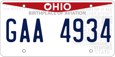 OH license plate GAA4934
