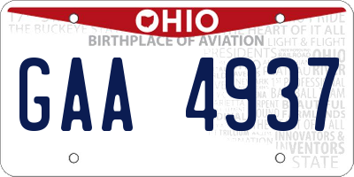 OH license plate GAA4937