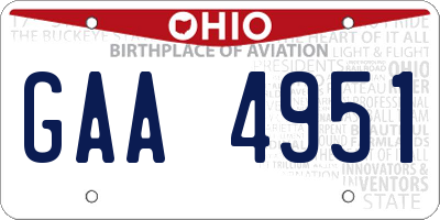 OH license plate GAA4951