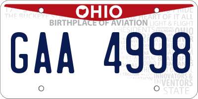 OH license plate GAA4998