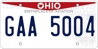 OH license plate GAA5004
