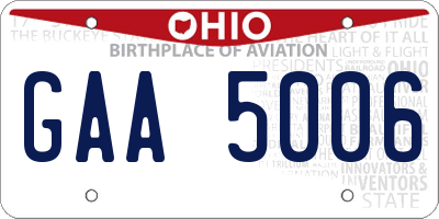 OH license plate GAA5006