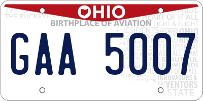 OH license plate GAA5007