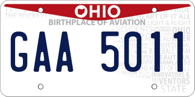 OH license plate GAA5011